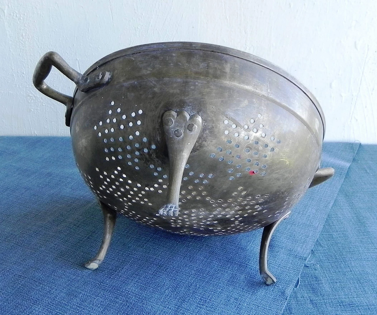 Solid brass colander, 1970s 5