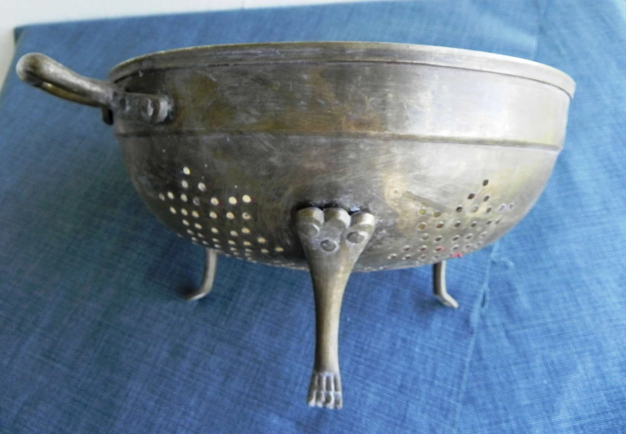 Solid brass colander, 1970s 7