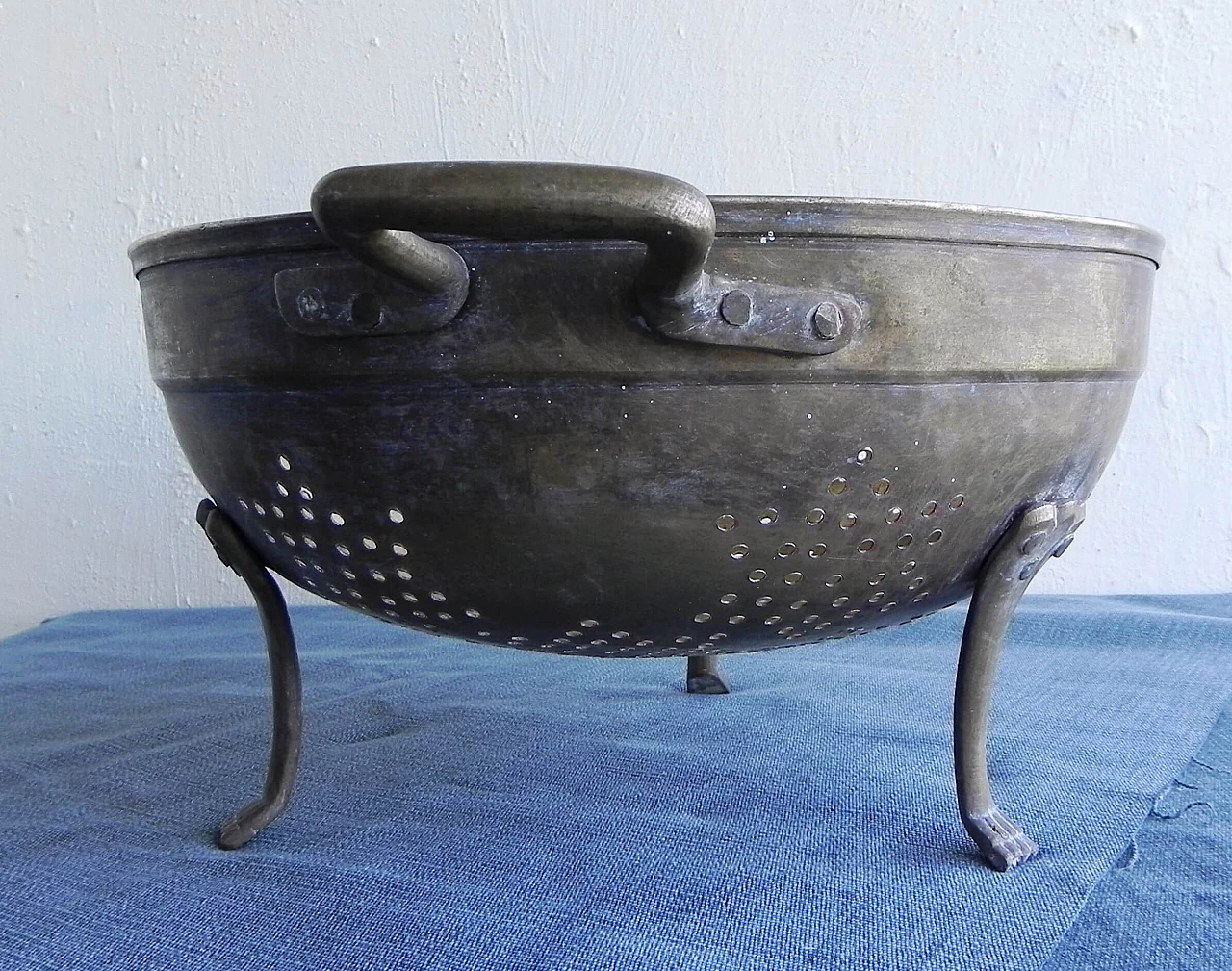 Solid brass colander, 1970s 8