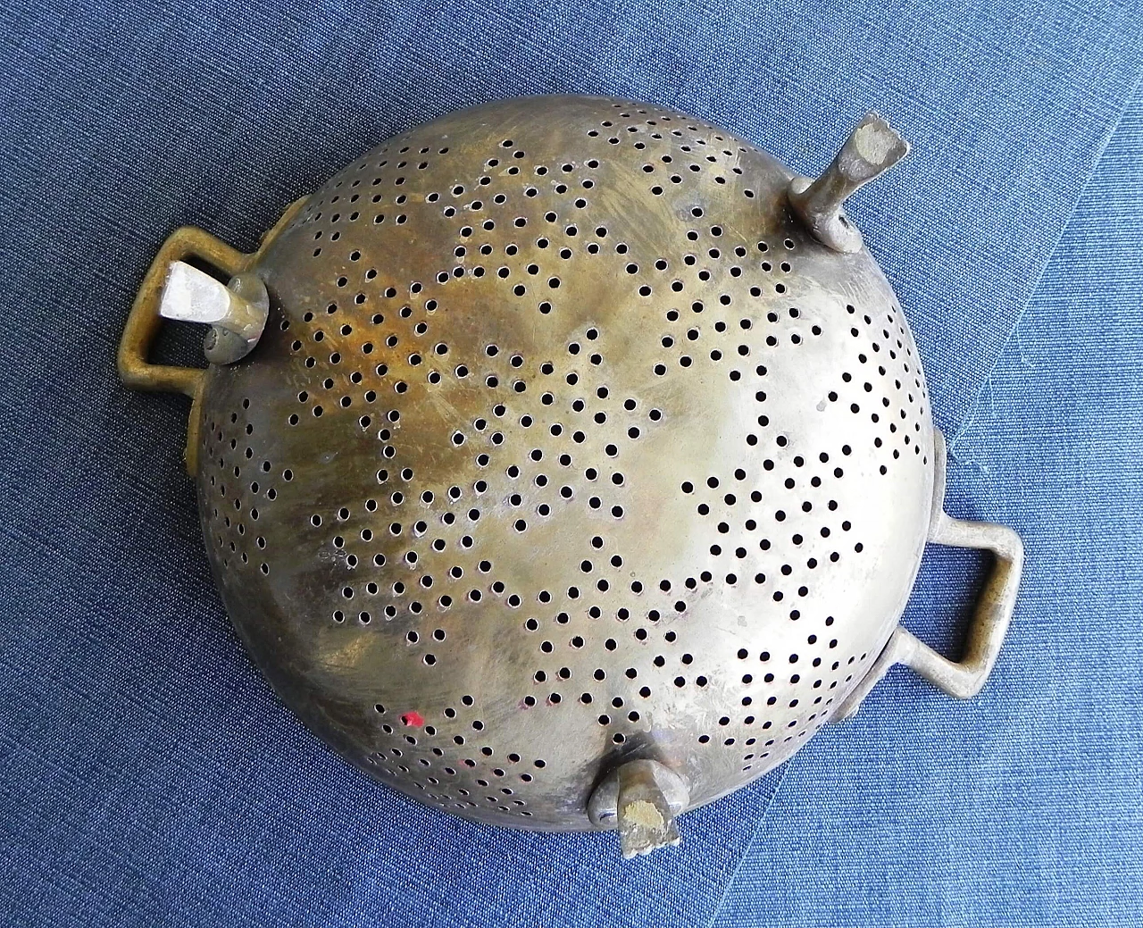 Solid brass colander, 1970s 11