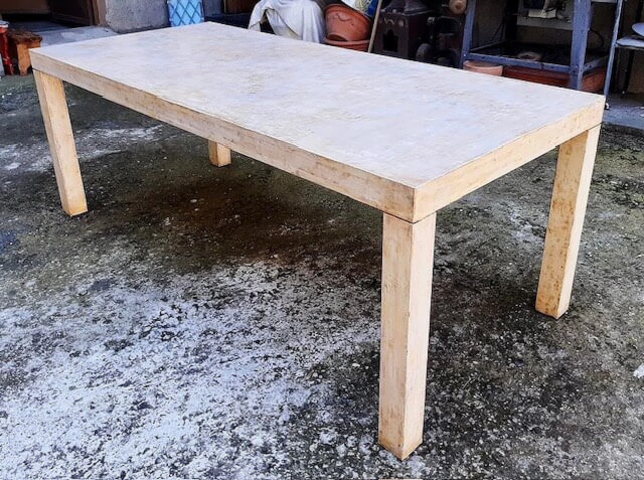Tavolo in legno con finitura a gesso, anni '70 1