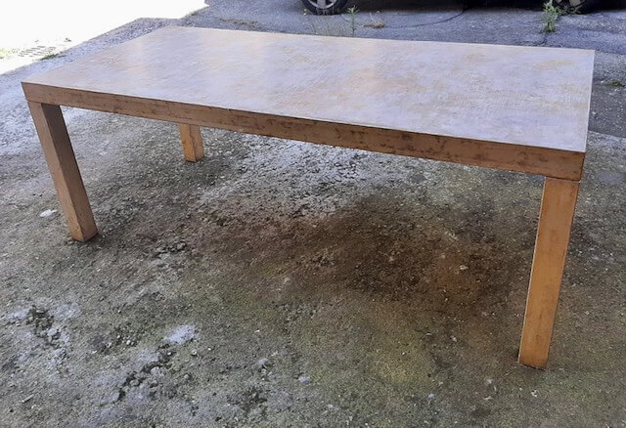 Tavolo in legno con finitura a gesso, anni '70 3