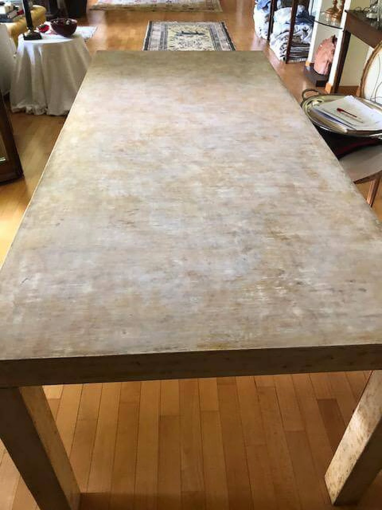 Wood table with chalky finish, 1970s 5