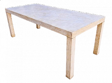 Tavolo in legno con finitura a gesso, anni '70