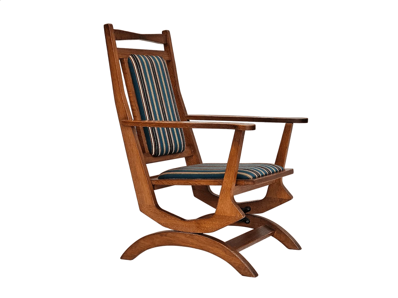Danish rocking chair with high back in oak and wool, 1950s 20