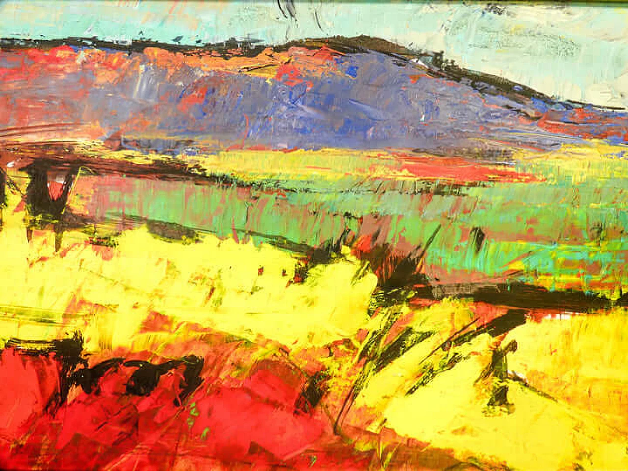 Luigi Roccati, paesaggio, dipinto a olio su tavola, anni '60 5