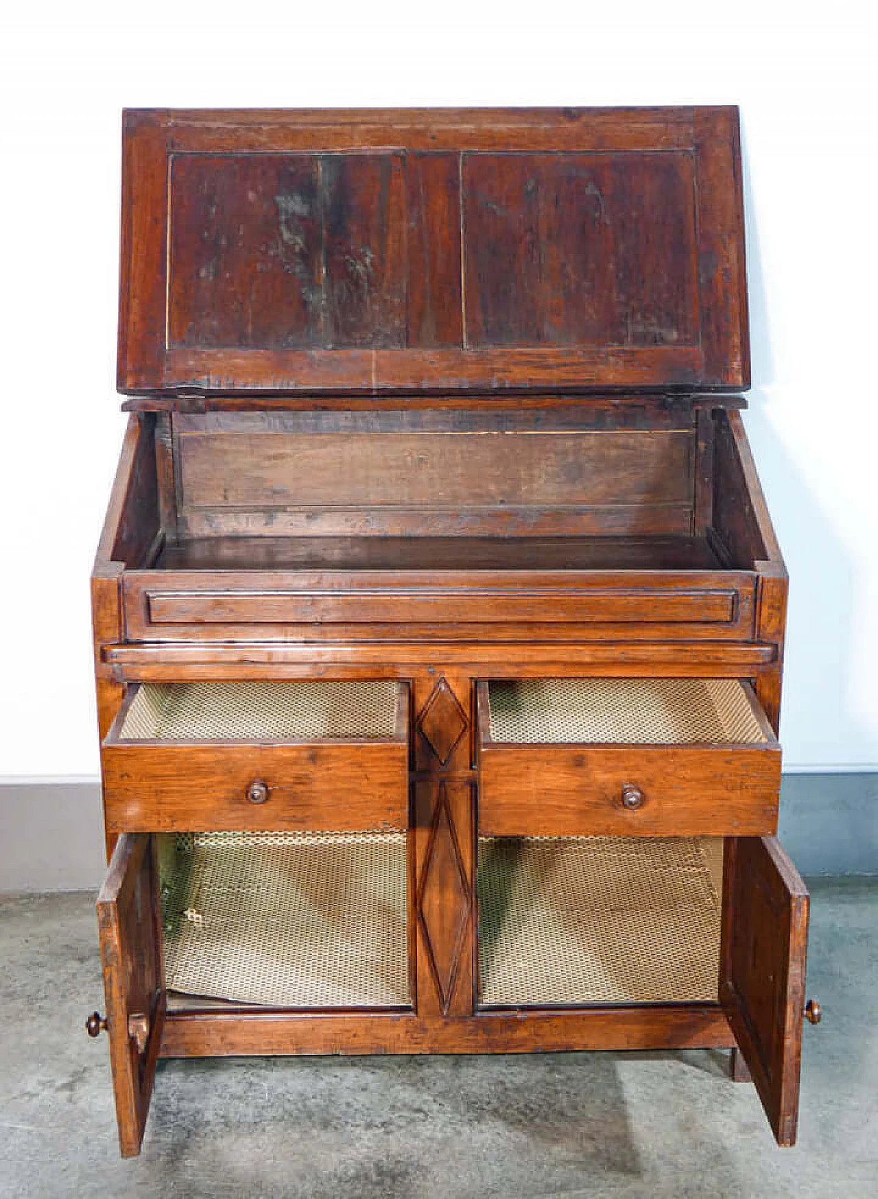 Credenza con ribalta in massello di noce, '800 6