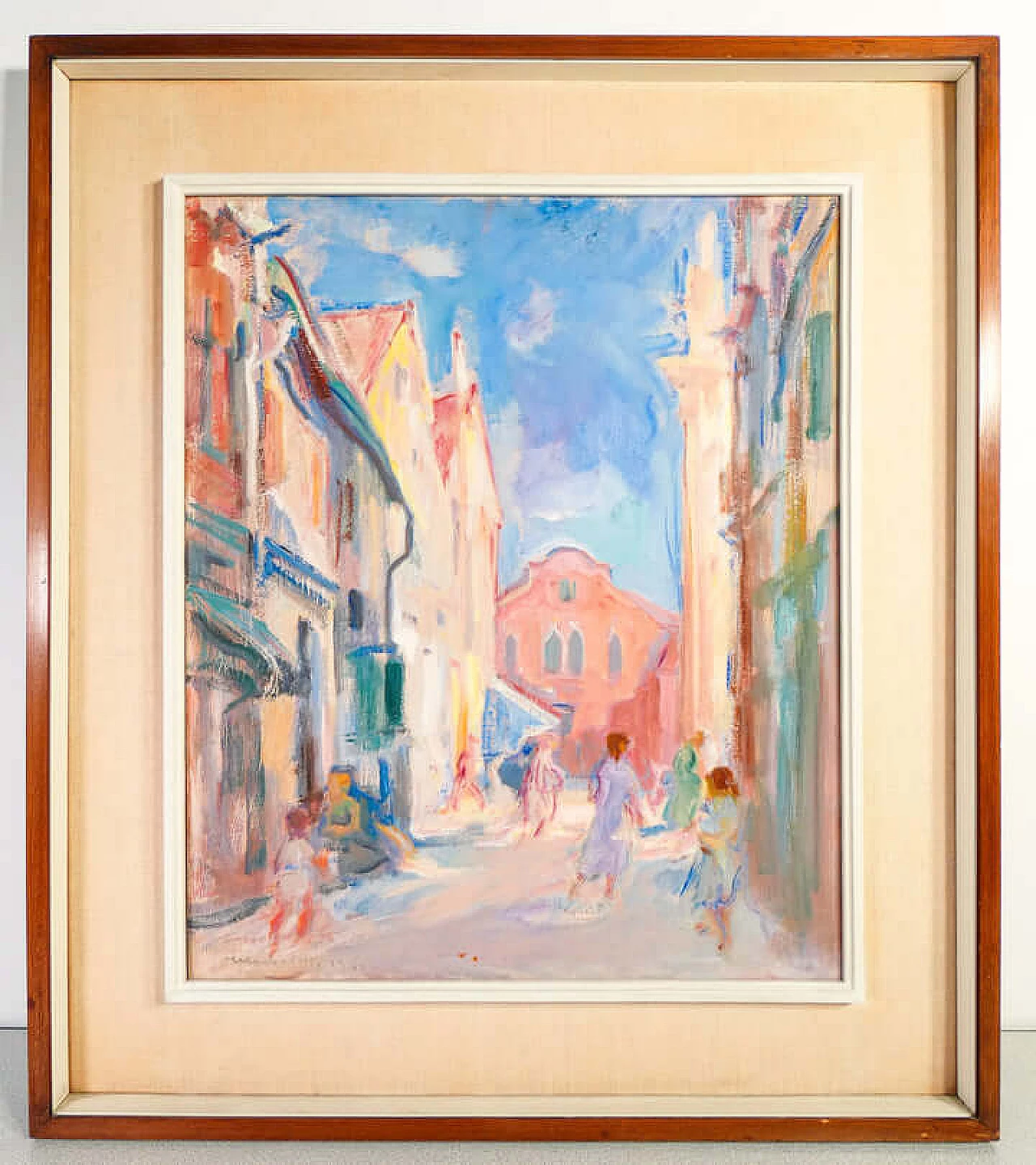 Mario Micheletti, urban landscape, oil painting on panel, 1960 1
