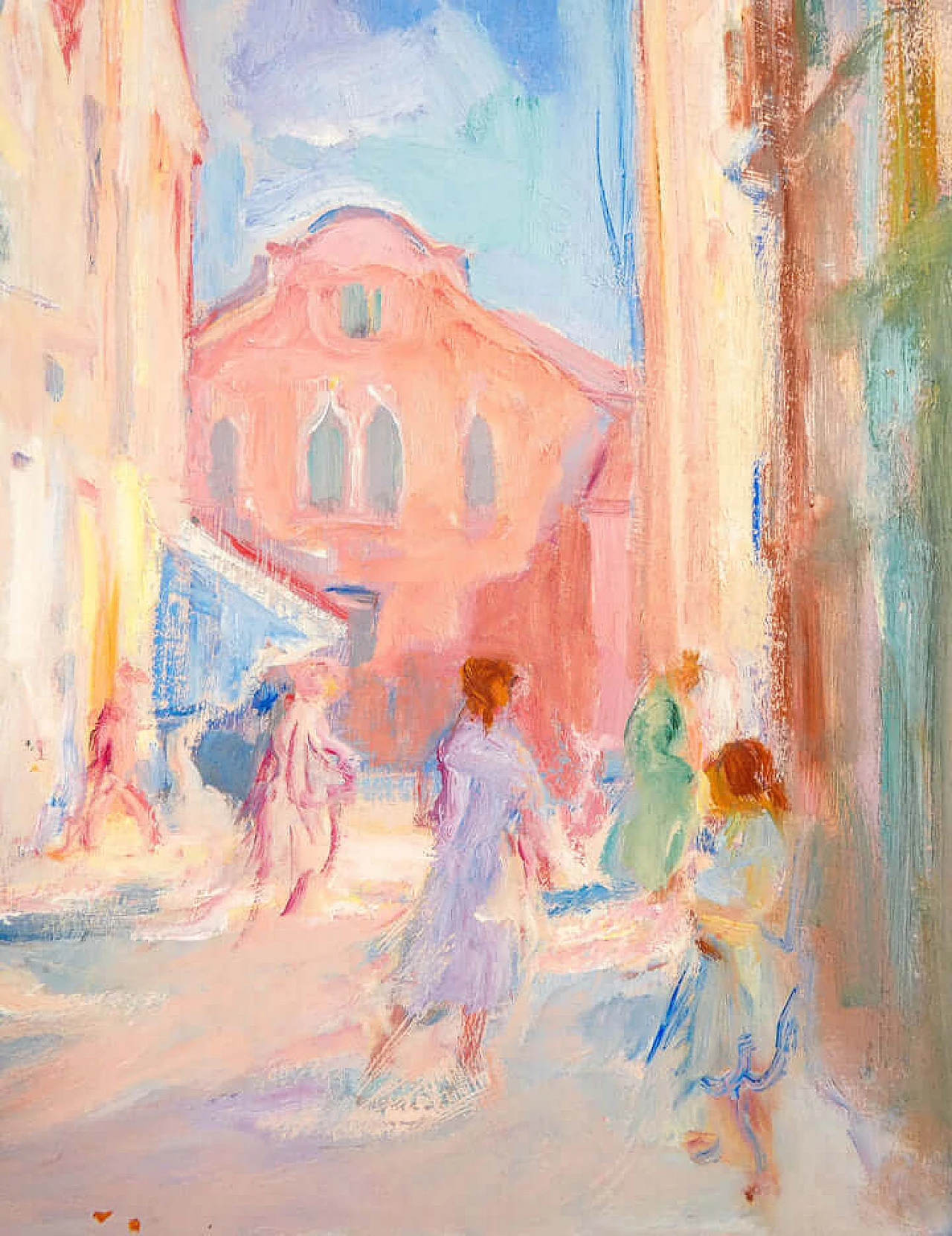 Mario Micheletti, urban landscape, oil painting on panel, 1960 6