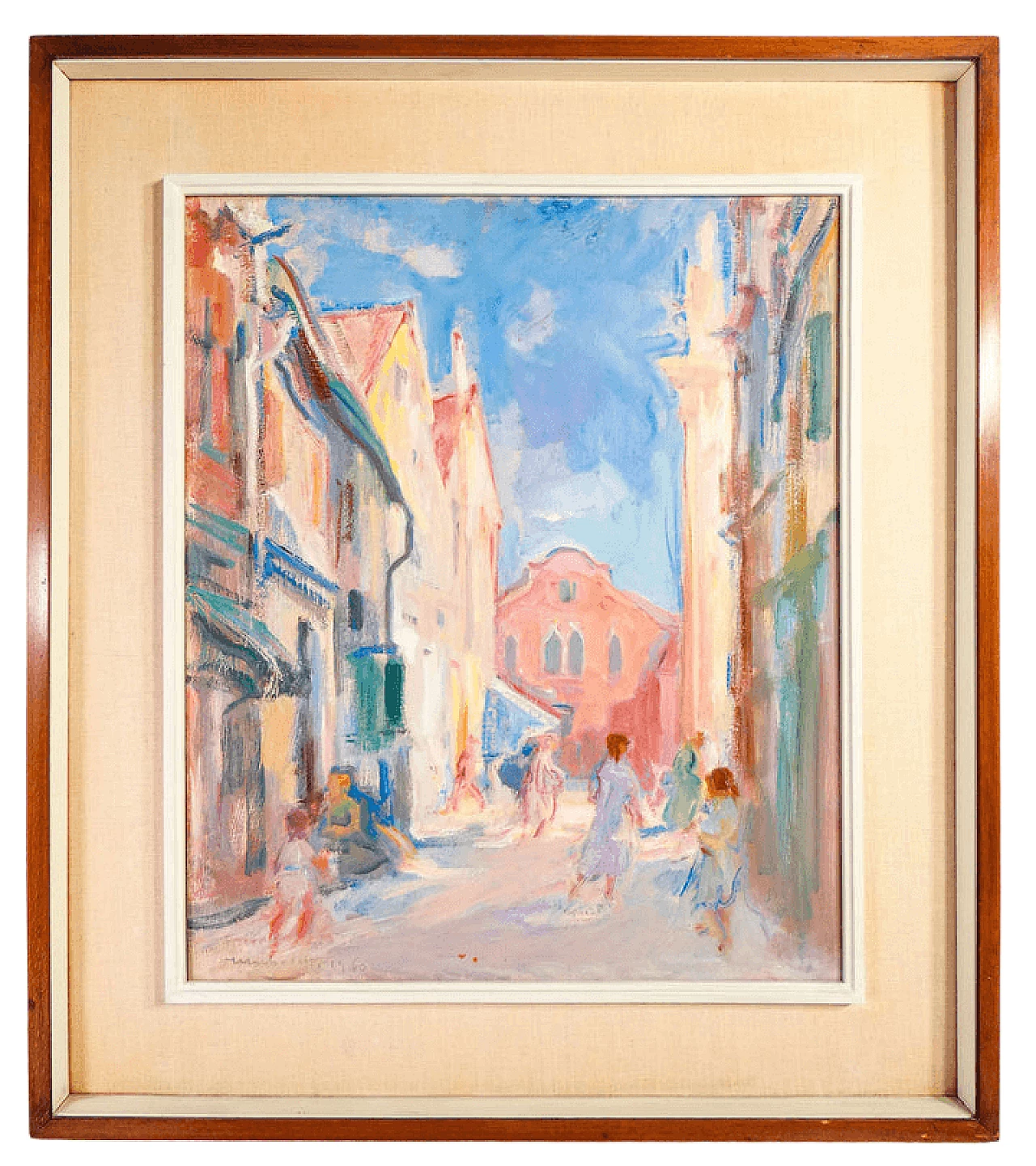 Mario Micheletti, urban landscape, oil painting on panel, 1960 8