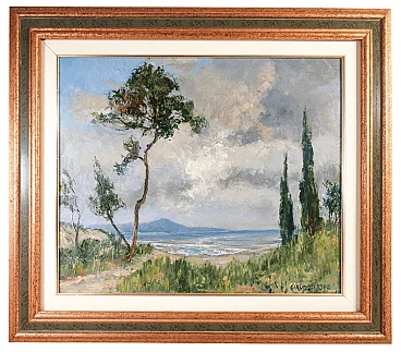 Pier Antonio Gariazzo, landscape, oil painting on panel, 1962