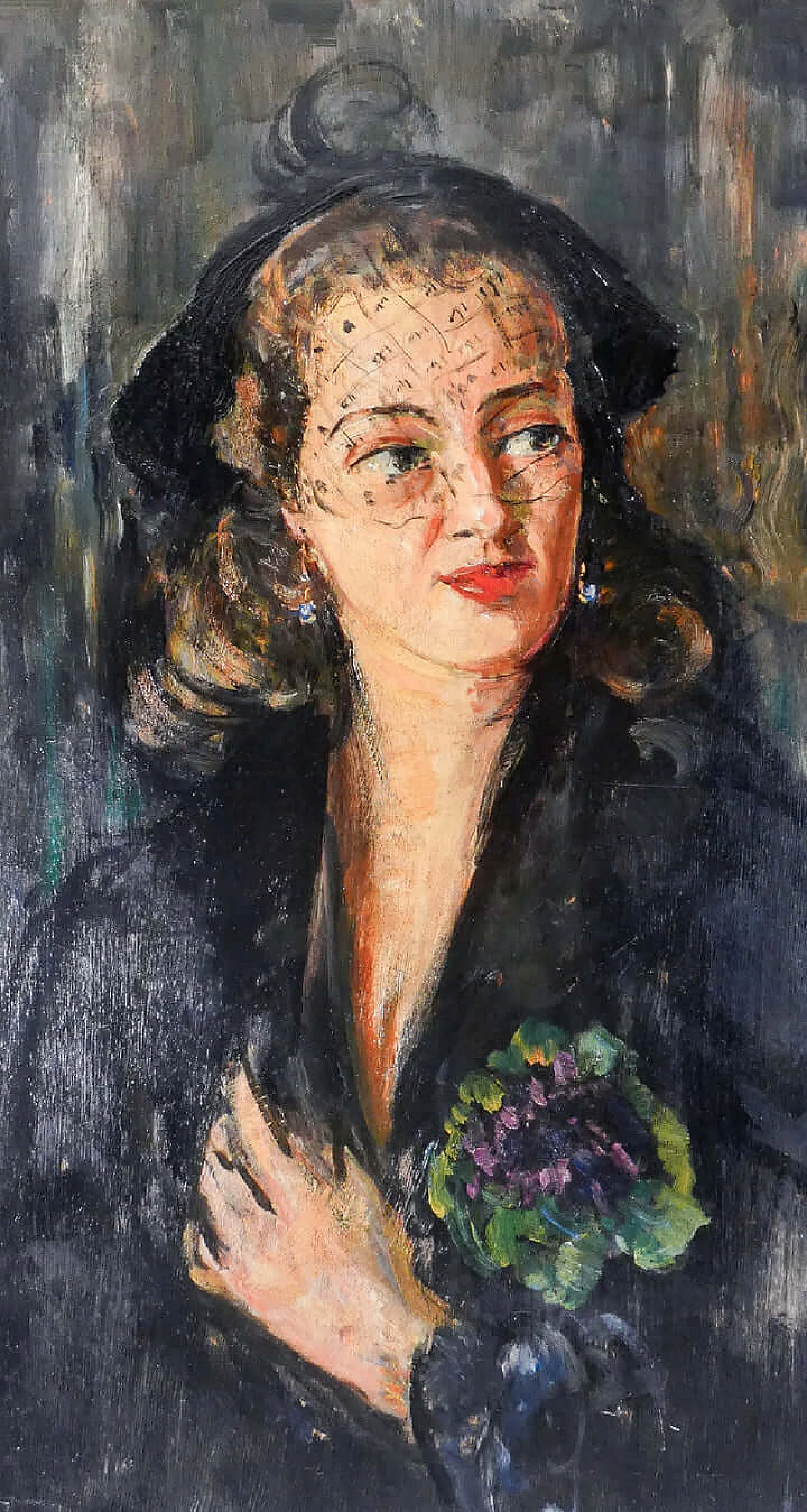 Pier Antonio Gariazzo, Portrait of Mrs. Rito, oil painting on panel, 1958 3