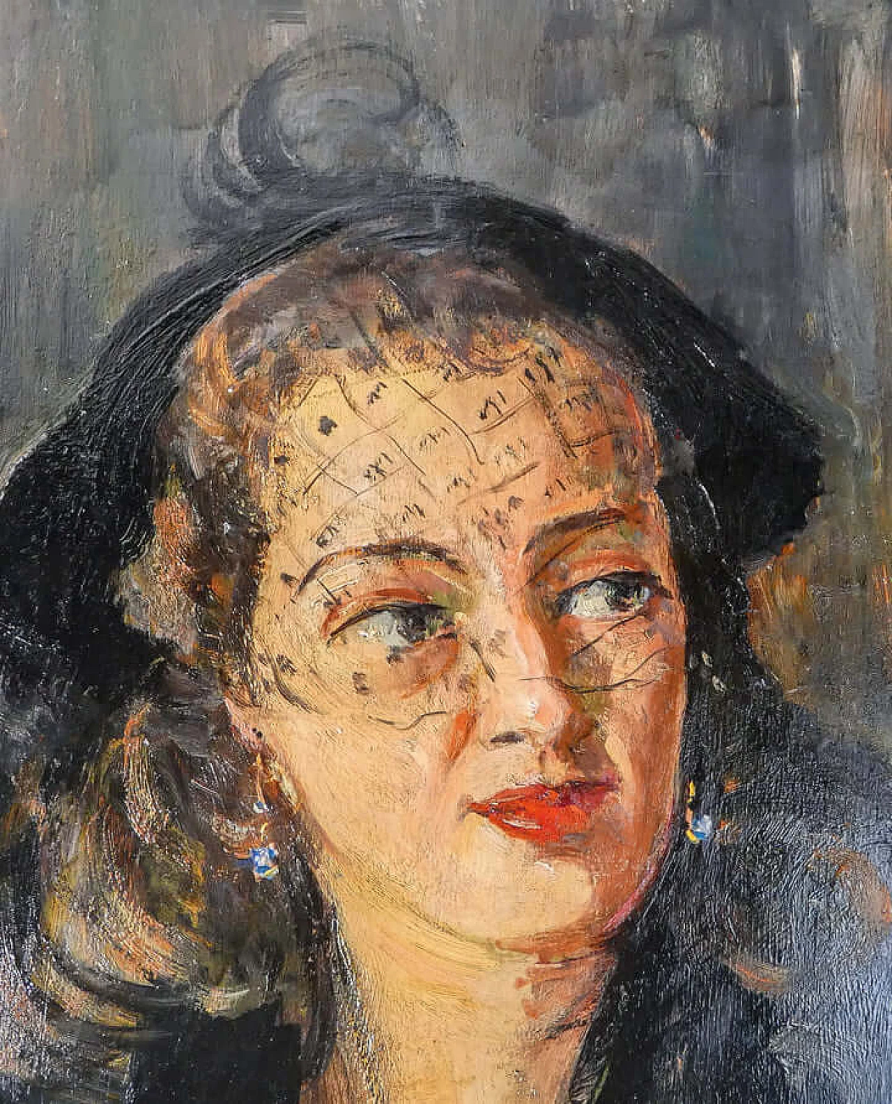 Pier Antonio Gariazzo, Portrait of Mrs. Rito, oil painting on panel, 1958 4
