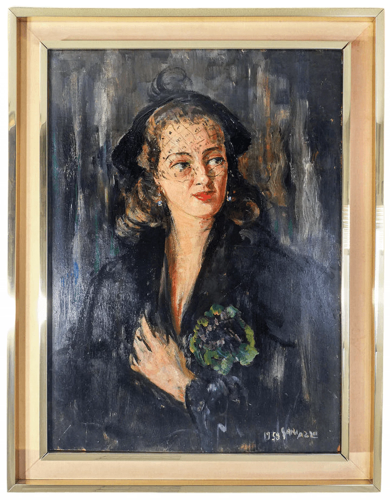 Pier Antonio Gariazzo, Portrait of Mrs. Rito, oil painting on panel, 1958 9