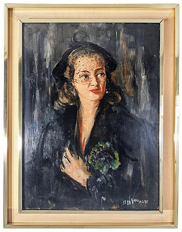 Pier Antonio Gariazzo, Portrait of Mrs. Rito, oil painting on panel, 1958