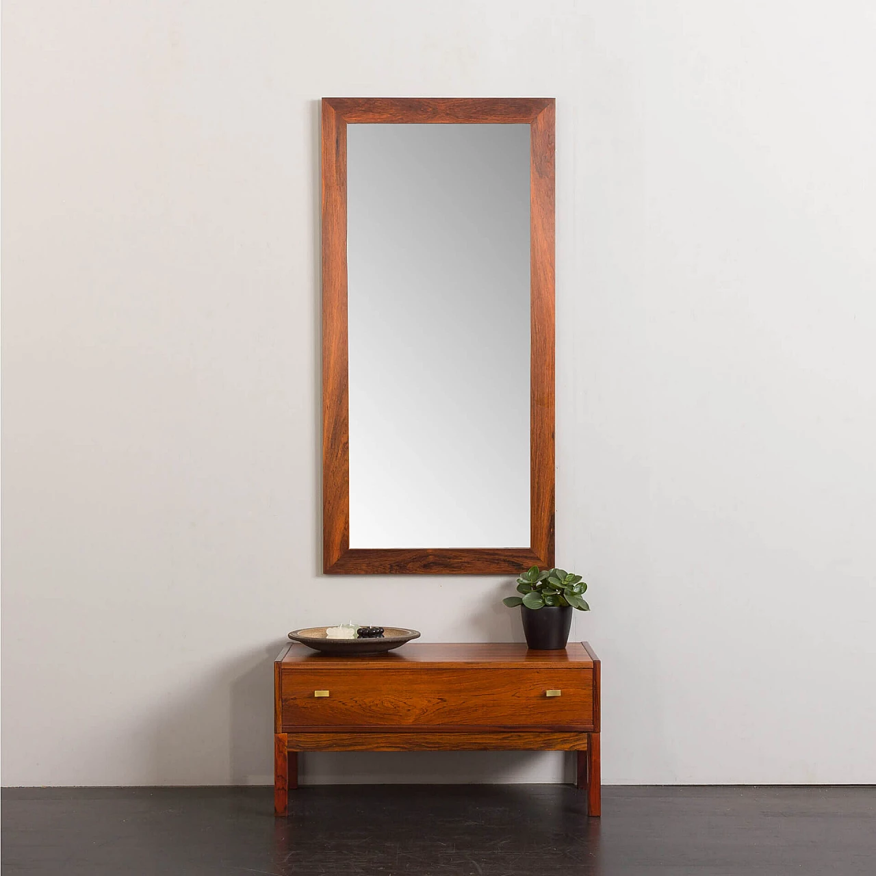 Danish rosewood mirror and console, 1960s 1
