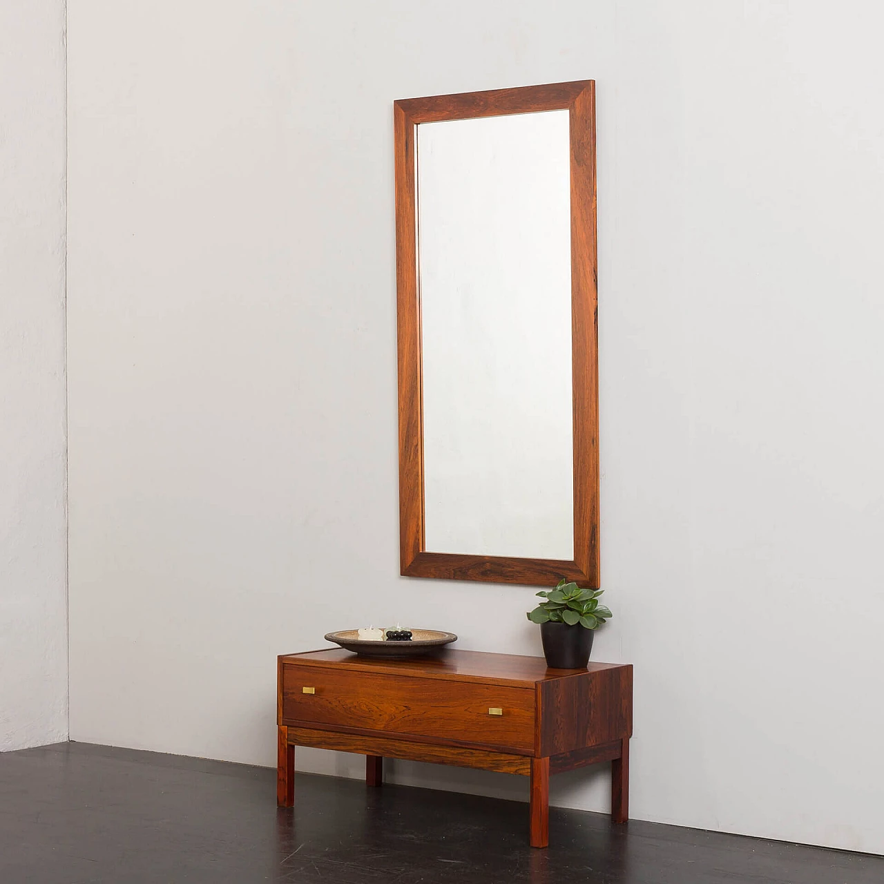 Danish rosewood mirror and console, 1960s 2