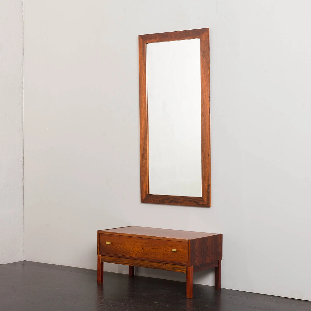 Danish rosewood mirror and console, 1960s 3