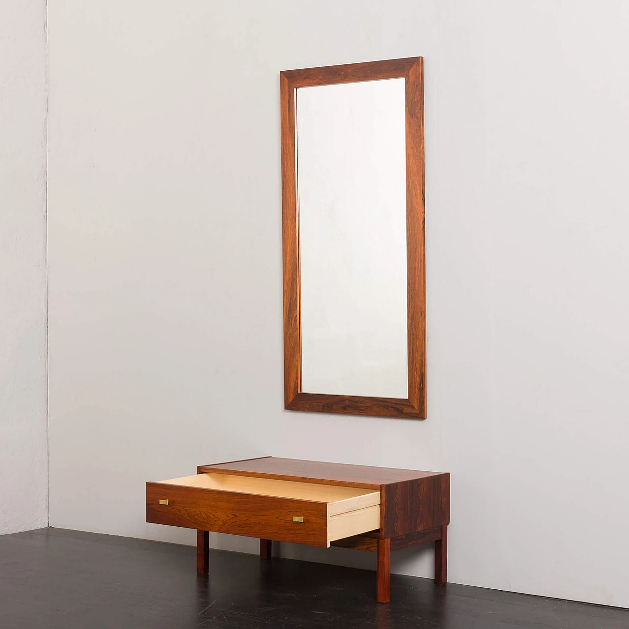 Danish rosewood mirror and console, 1960s 4