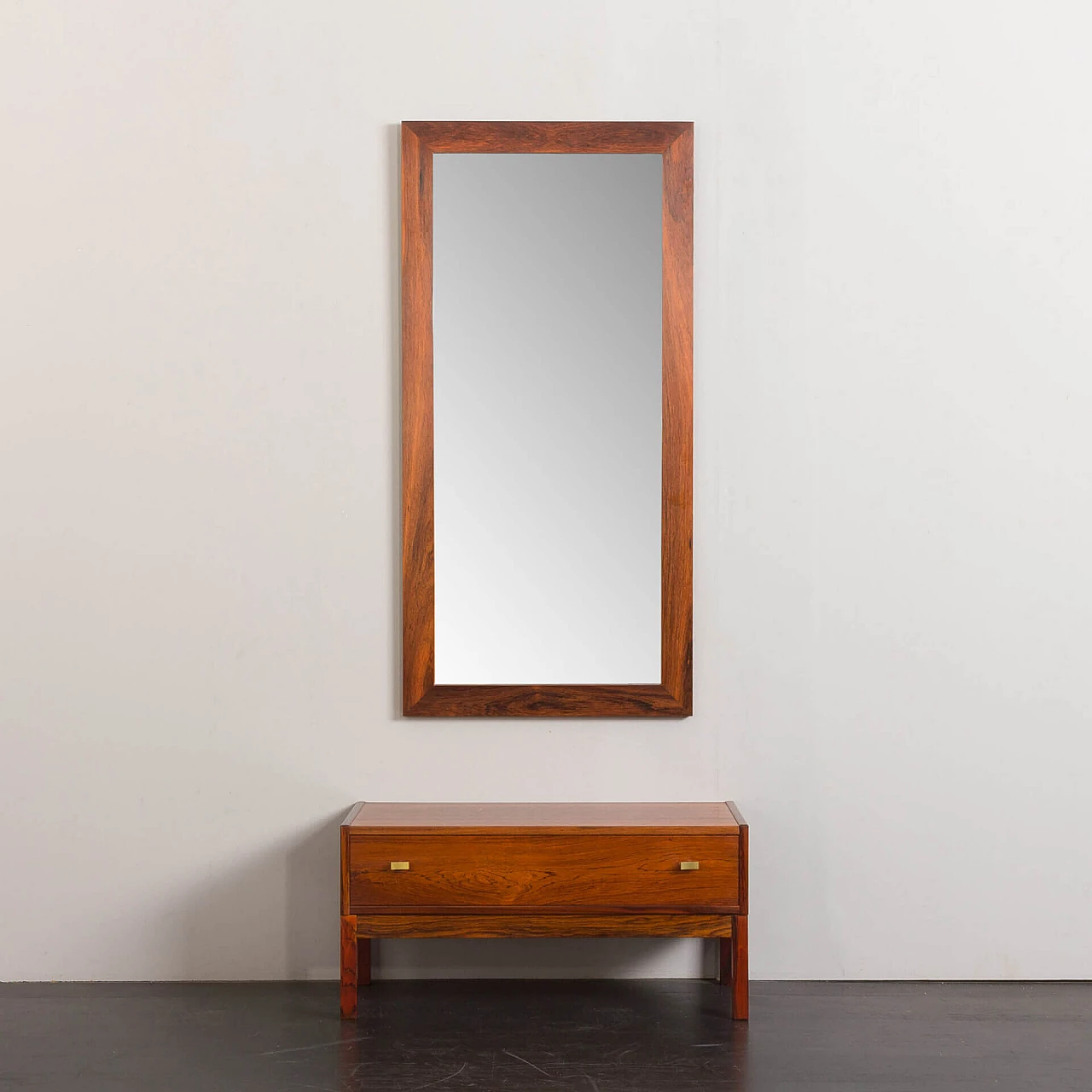Danish rosewood mirror and console, 1960s 5