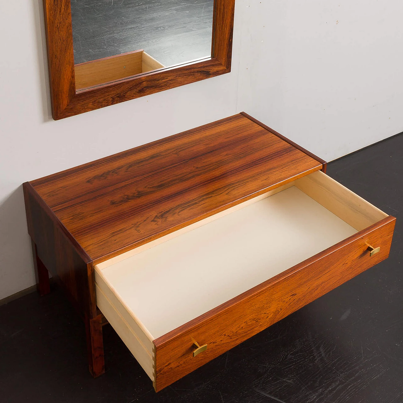 Danish rosewood mirror and console, 1960s 9