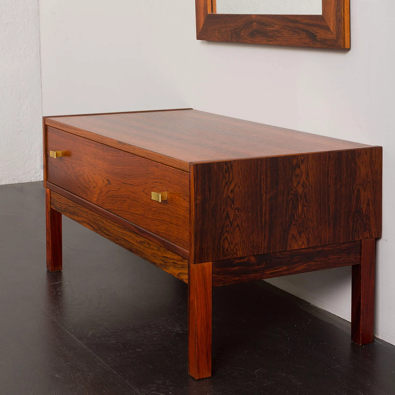 Danish rosewood mirror and console, 1960s 10