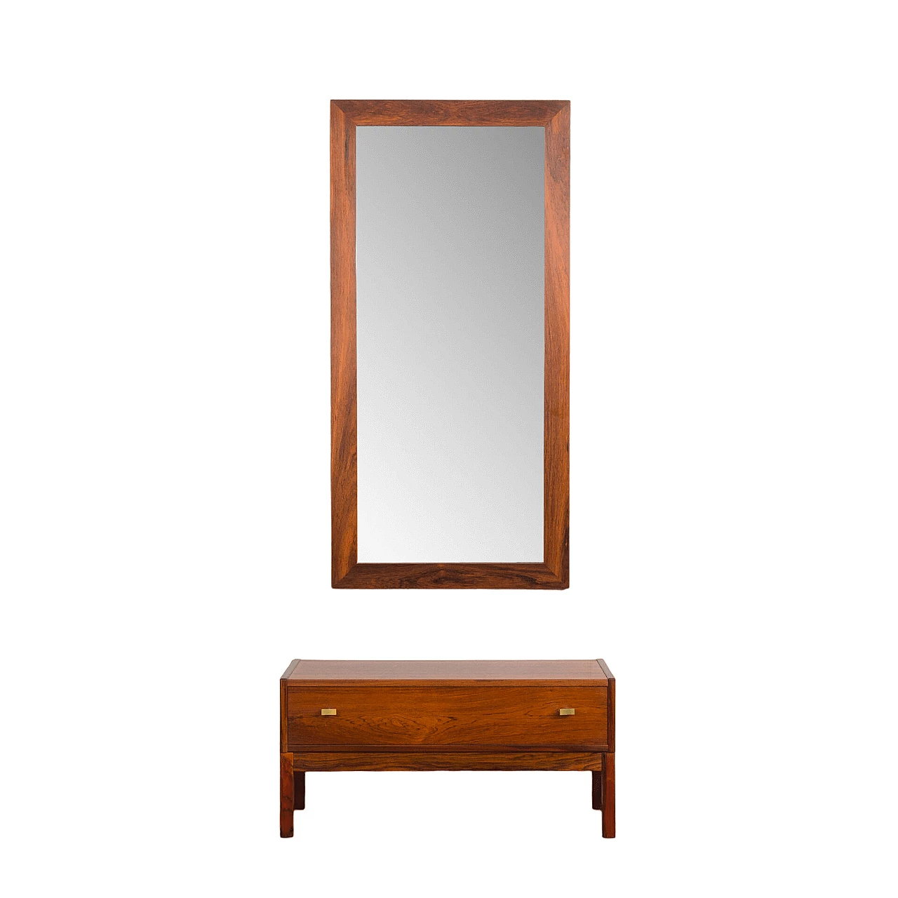 Danish rosewood mirror and console, 1960s 14