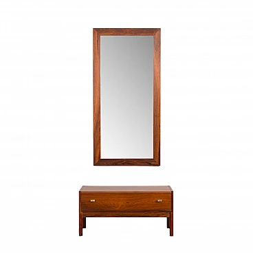 Danish rosewood mirror and console, 1960s