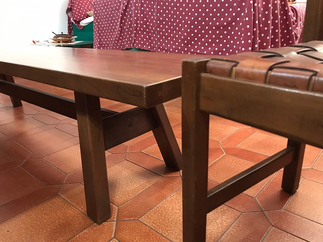 6 Sedie, tavolo, panca e madia Torbecchia di Giovanni Michelucci per Poltronova, anni '60 17