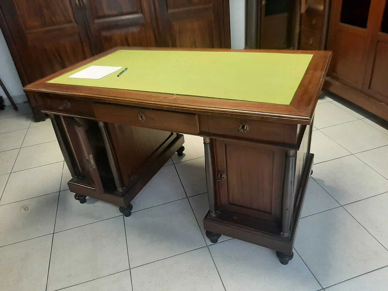 Empire style walnut desk, 1920s 1