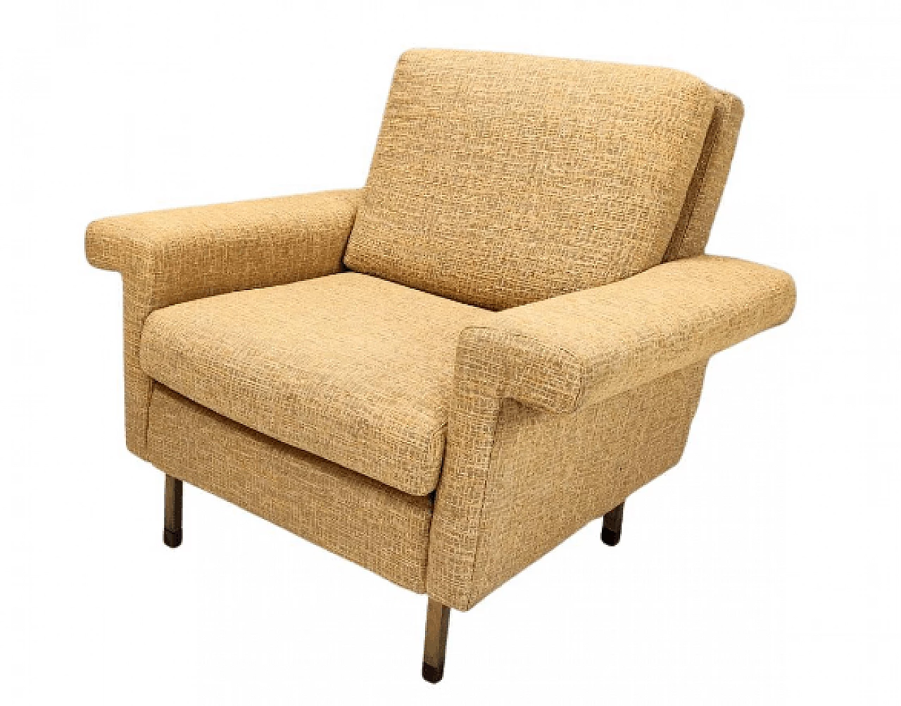 Fabric, wood and painted iron armchair, 1960s 1