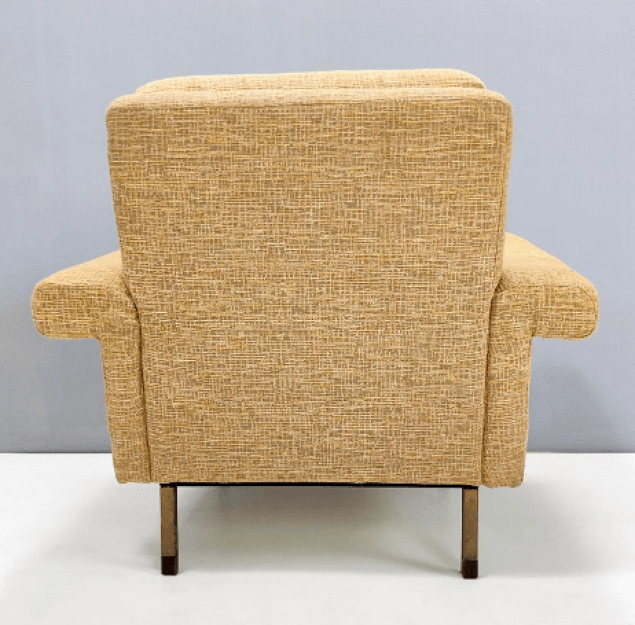 Fabric, wood and painted iron armchair, 1960s 7