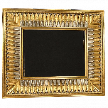 Sculpted, gilded and silver-plated stucco and wood mirror, 1970s