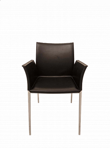 Lia leather chair with armrests by Roberto Barbieri for Zanotta, 1990s