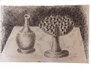 Saverio Gatto, Still Life, Indian ink on paper, 1920s