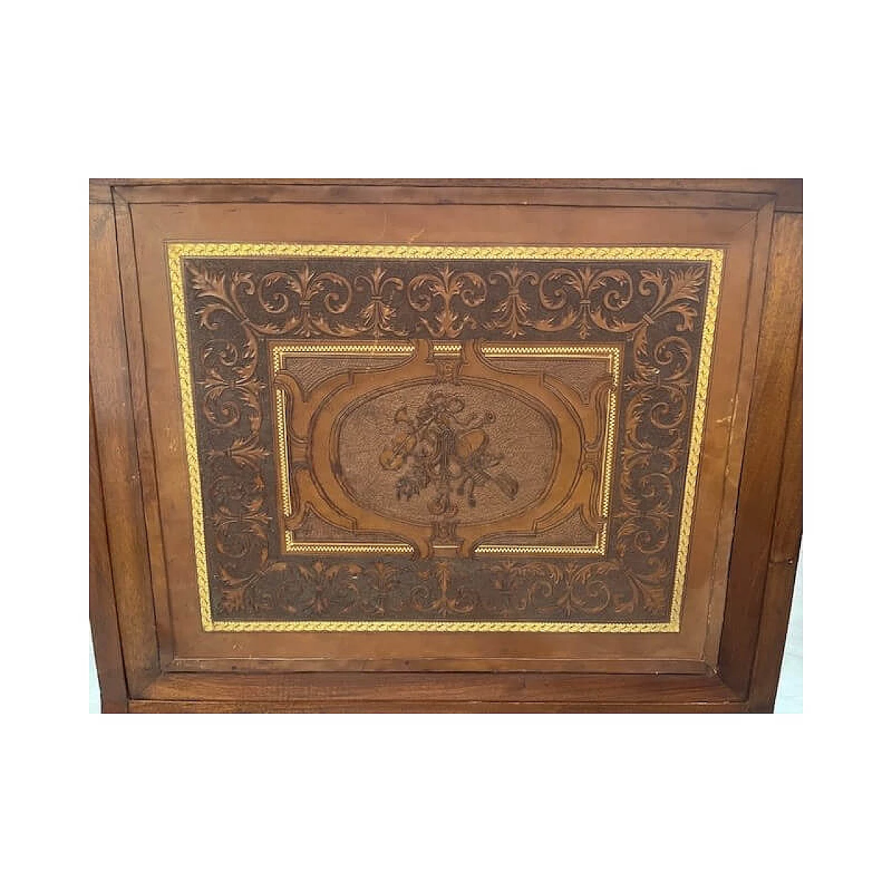 Walnut and leather magazine rack by Spicciani, late 19th century 5