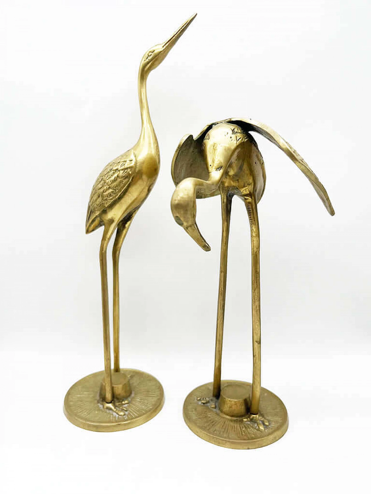 Pair of brass heron sculptures, 1960s 1