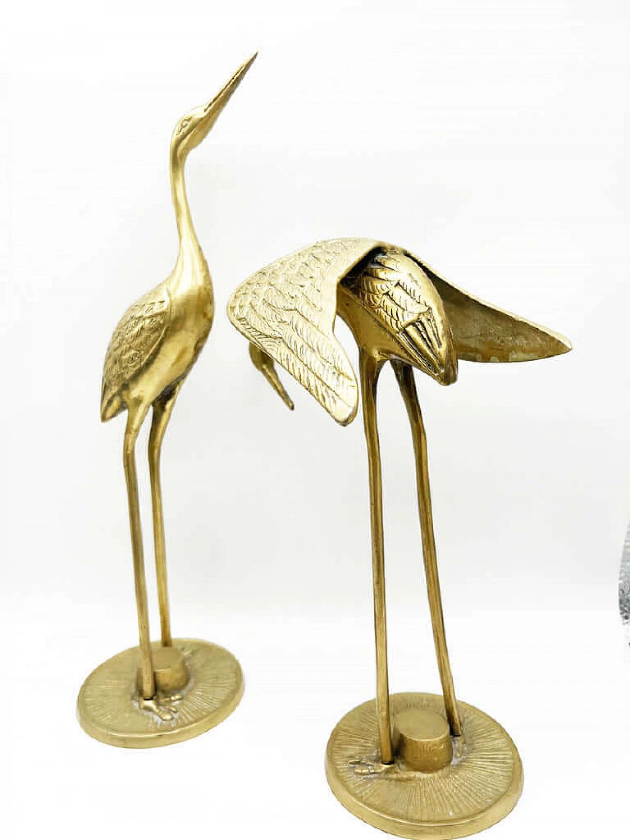 Pair of brass heron sculptures, 1960s 3