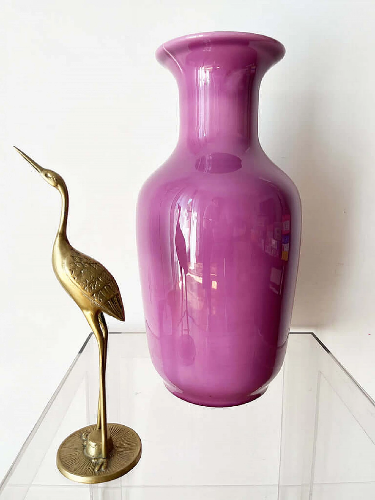 Mauve glazed ceramic vase, 1980s 2