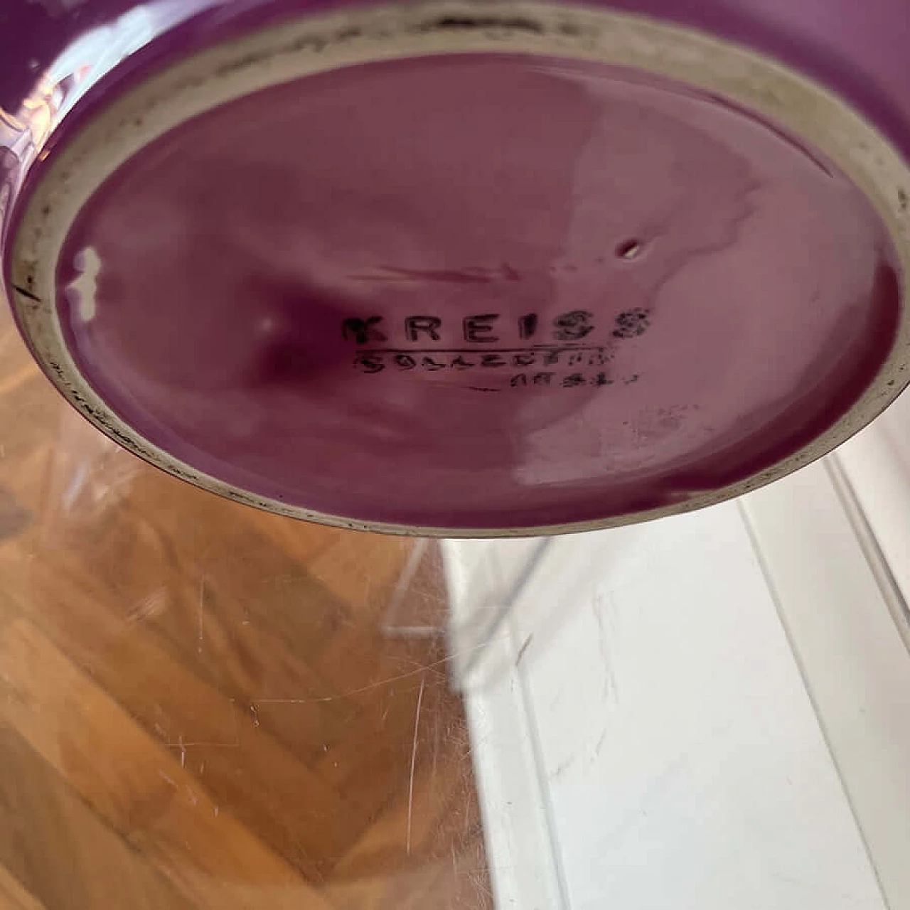 Mauve glazed ceramic vase, 1980s 4