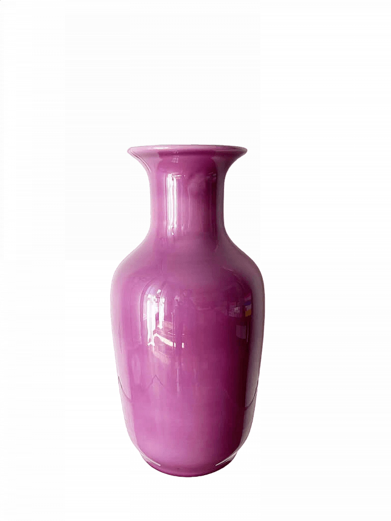 Vaso in ceramica smaltata malva, anni '80 5