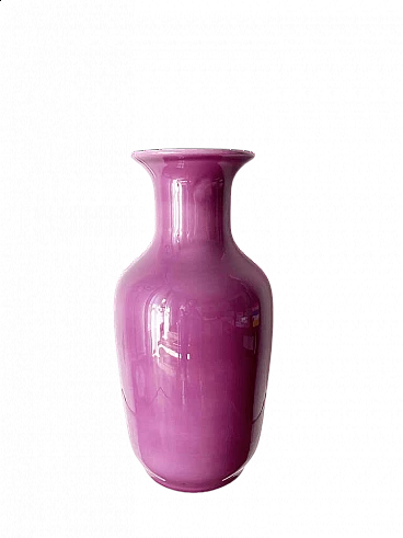 Vaso in ceramica smaltata malva, anni '80