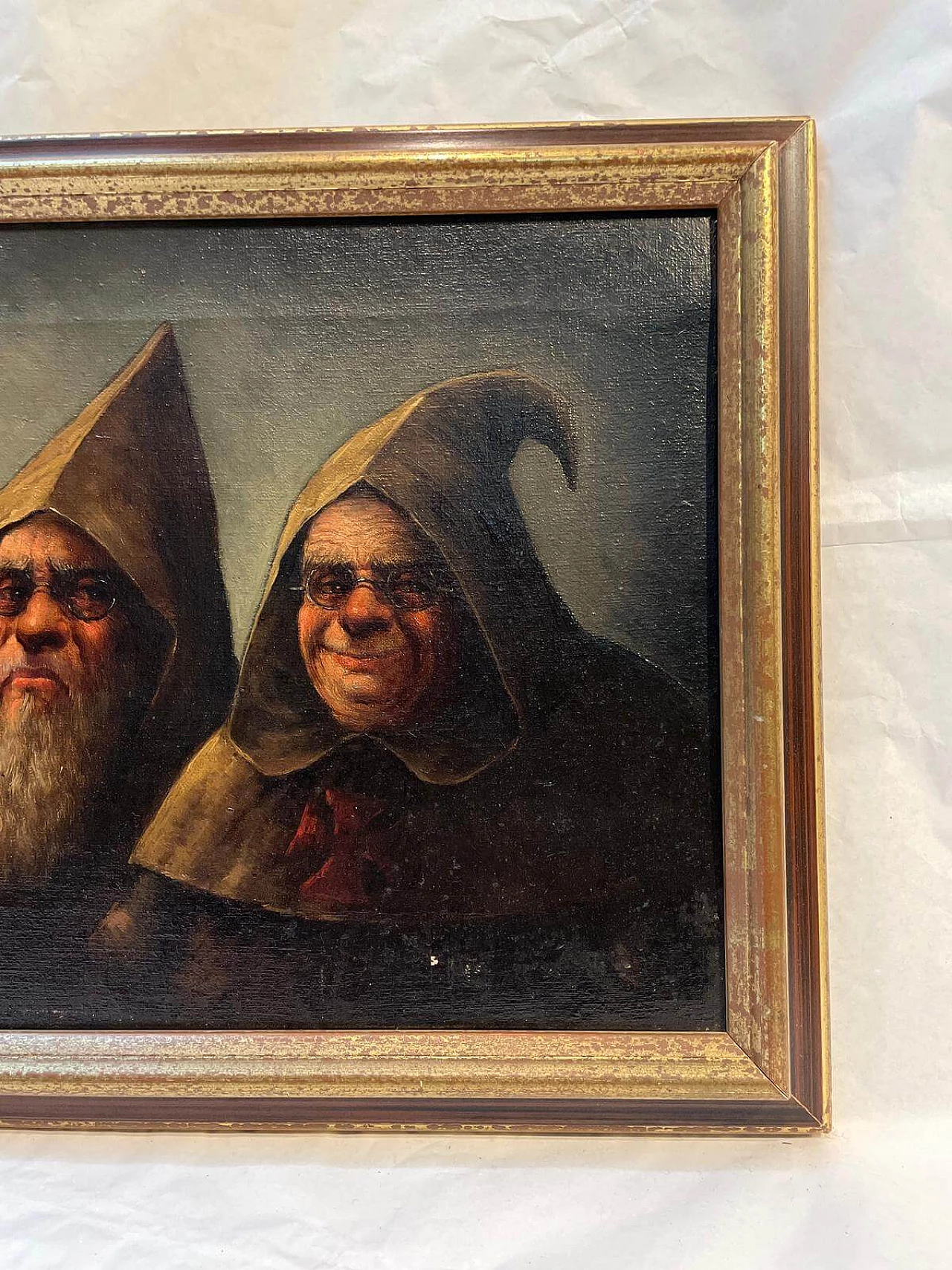 Clerical characters, oil on canvas with wooden frame, 19th century 2