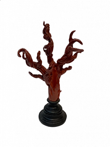Red Murano glass sculpture in the shape of a coral, 1970s