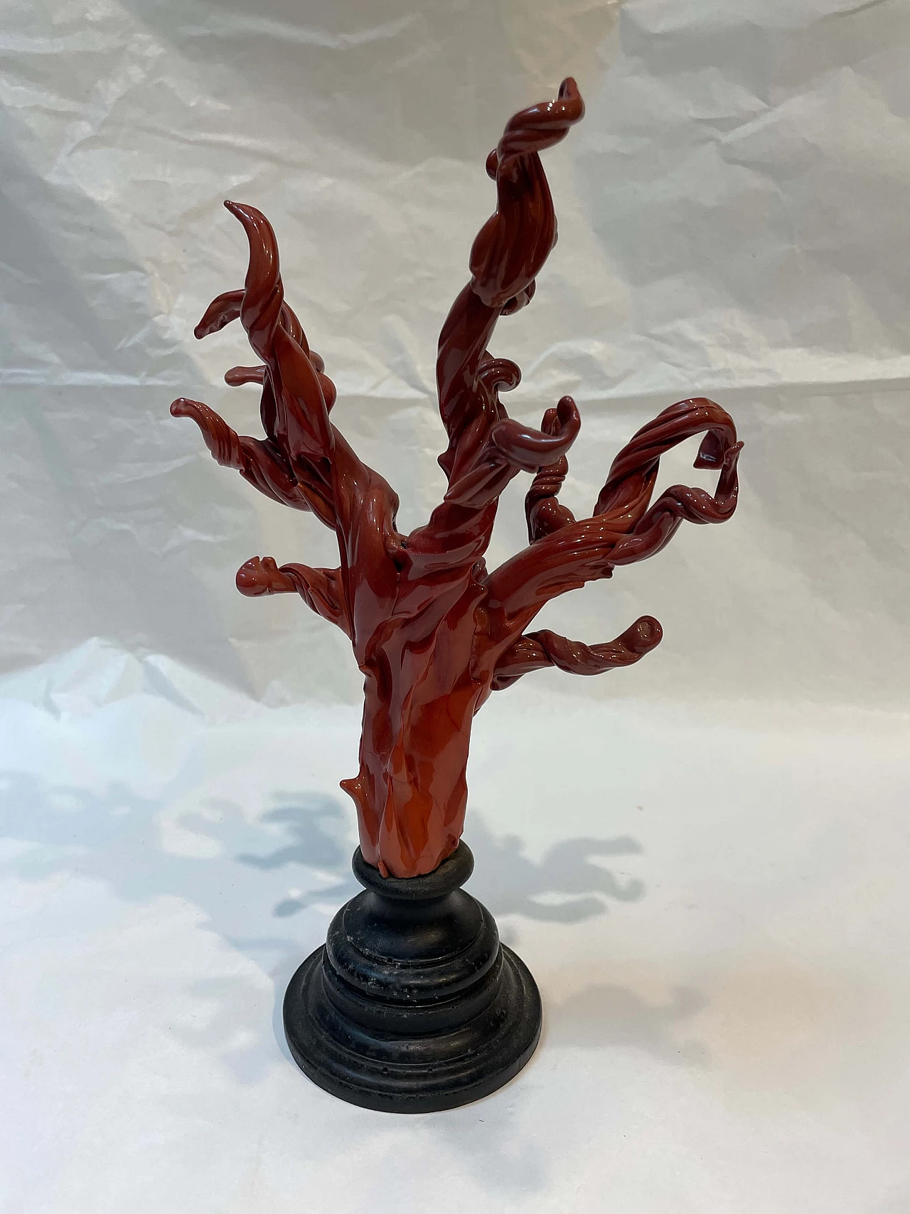 Scultura in vetro di Murano rosso a forma di corallo, anni '70 3