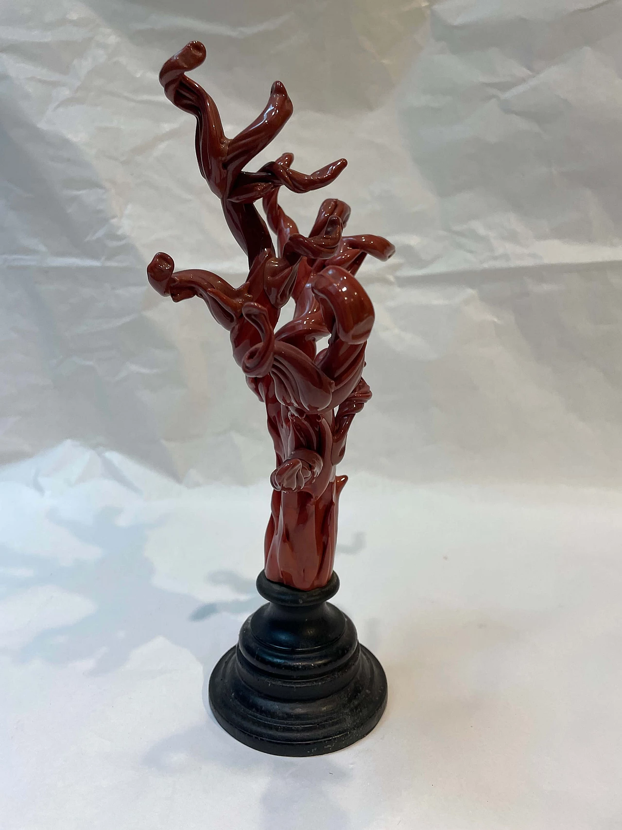 Scultura in vetro di Murano rosso a forma di corallo, anni '70 4