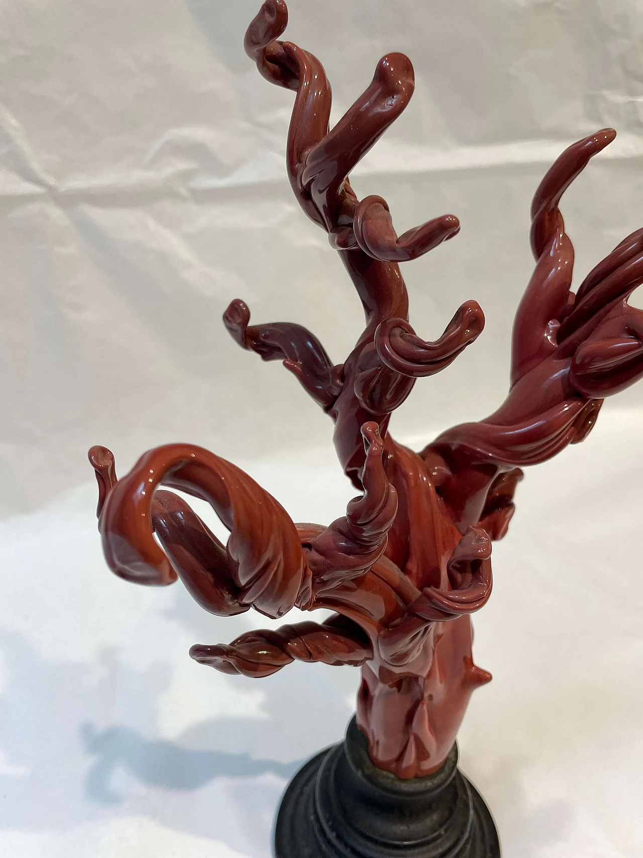 Scultura in vetro di Murano rosso a forma di corallo, anni '70 5