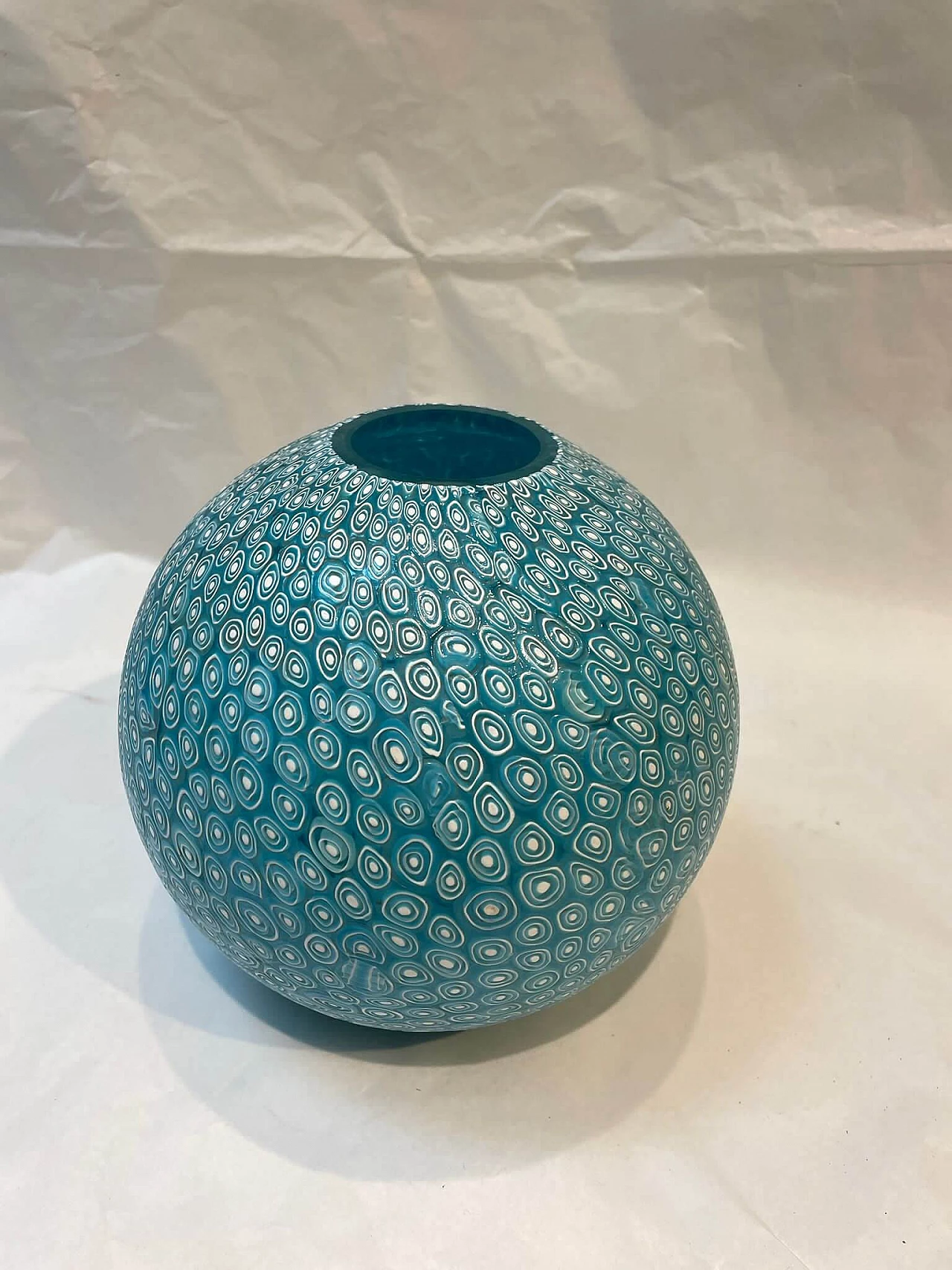 Murrina-style glass ball vase, 1980s 4