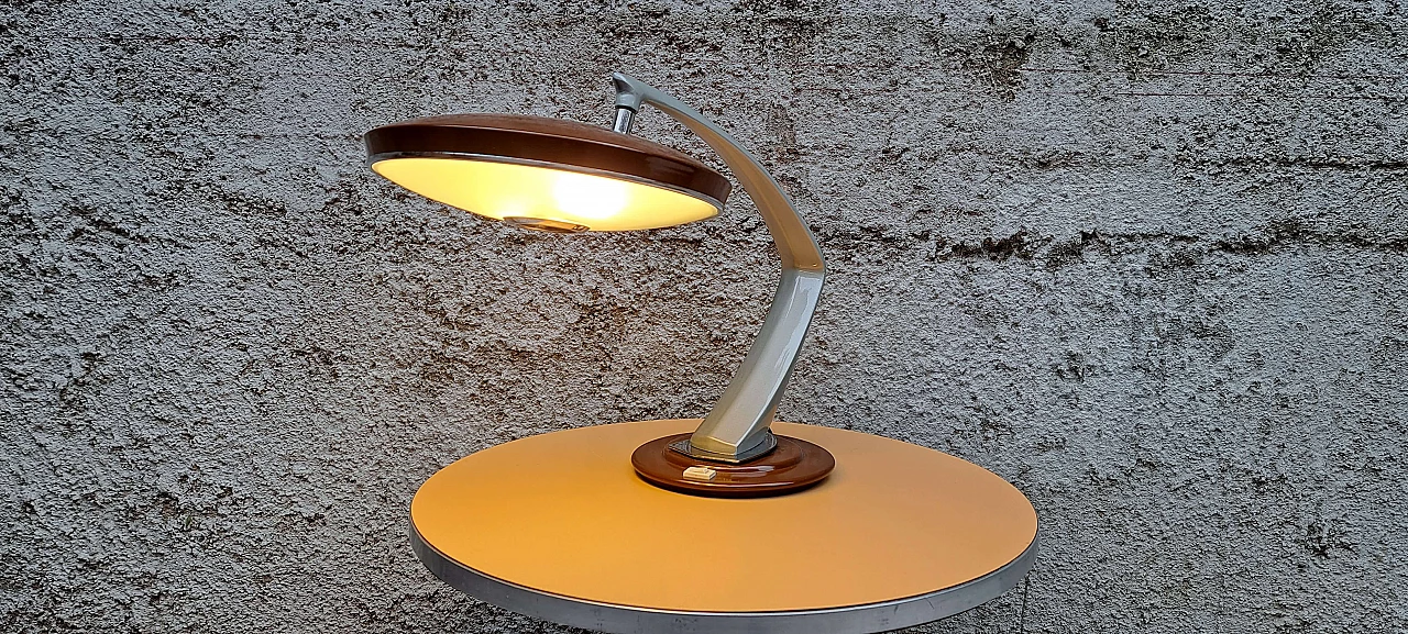 Lampada da tavolo in metallo e vetro acidato di Raptek Milano, anni '50 6