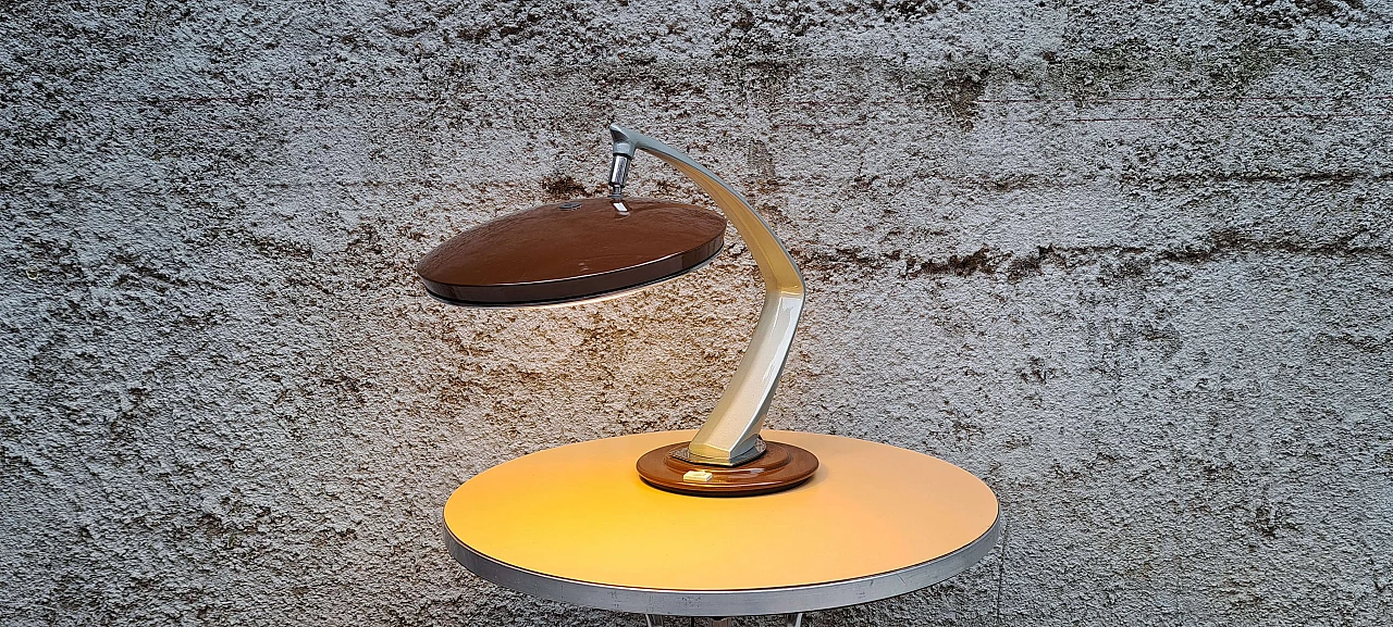 Lampada da tavolo in metallo e vetro acidato di Raptek Milano, anni '50 7